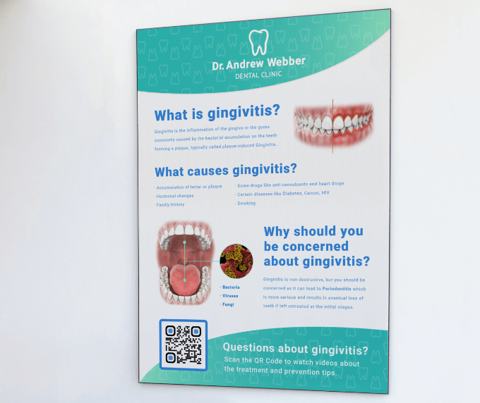 QR Code on an infographic poster at a doctor's clinic.