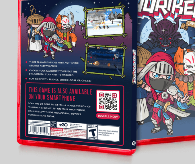 QR Code on a video game cover to promote mobile app.